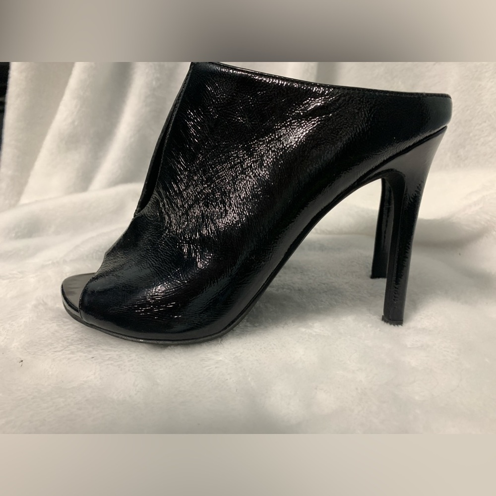 Jeffrey Campbell Exhale peep toe patent leather heels stiletto boots